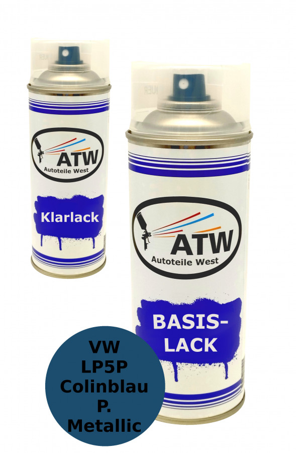 Autolack für VW LP5P Colinblau P. Metallic+400ml Klarlack Set